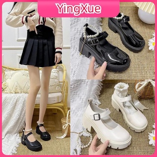 2023 Giày Da Nữ Mary Jane Đế Dày Nâng Chiều Cao Dễ Phối Đồ