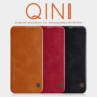 [Freeship HN từ 99k]Bộ bao da Nillkin QIN Samsung J6 Plus +tặng kính cường lực