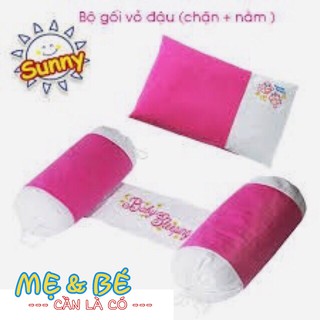 Bộ Gối Nằm Và Gối Chặn Cho Bé Sơ Sinh Vỏ Đậu Xanh ( công ty Sunny )