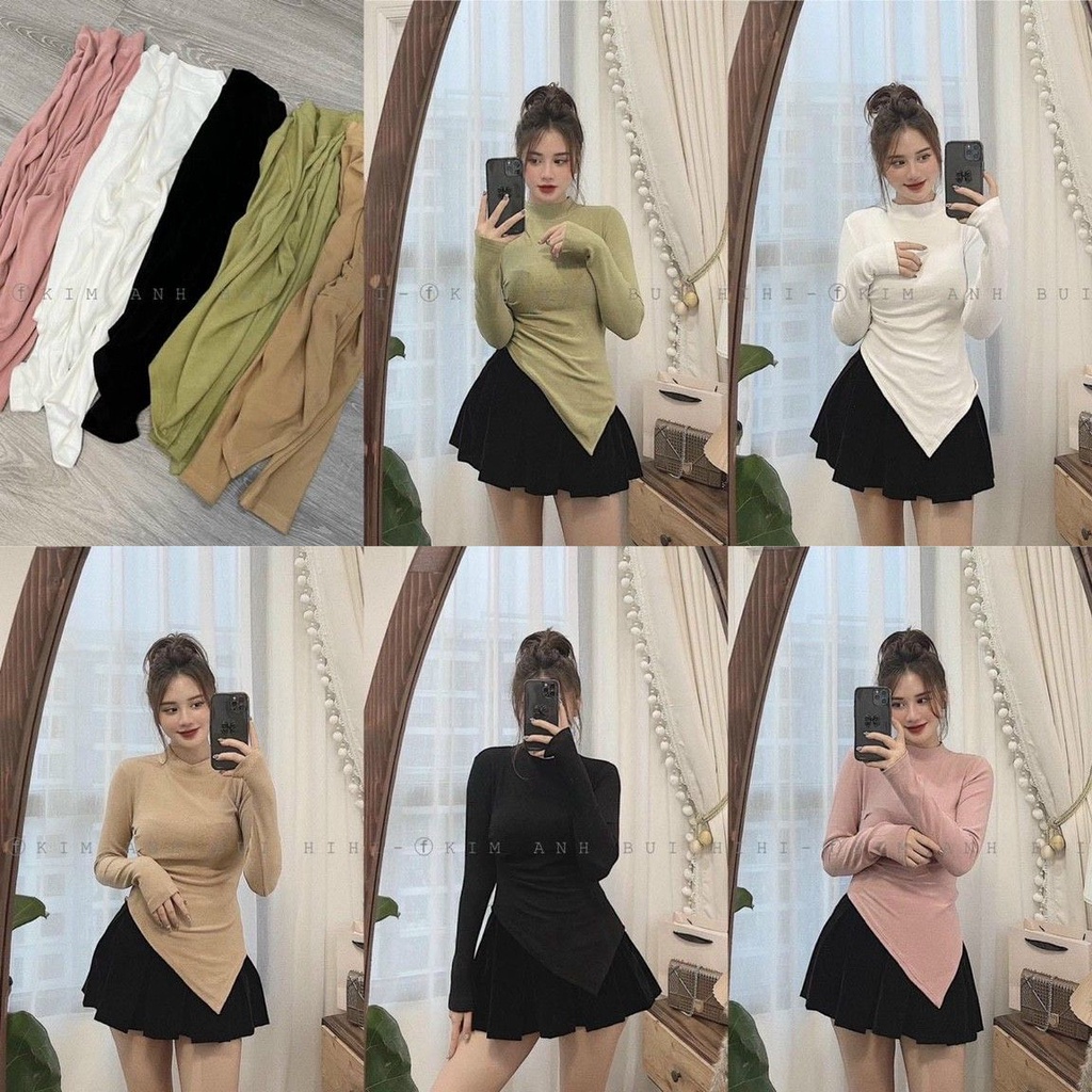 Áo lông rúm vạt cổ 3p hàng đẹp
