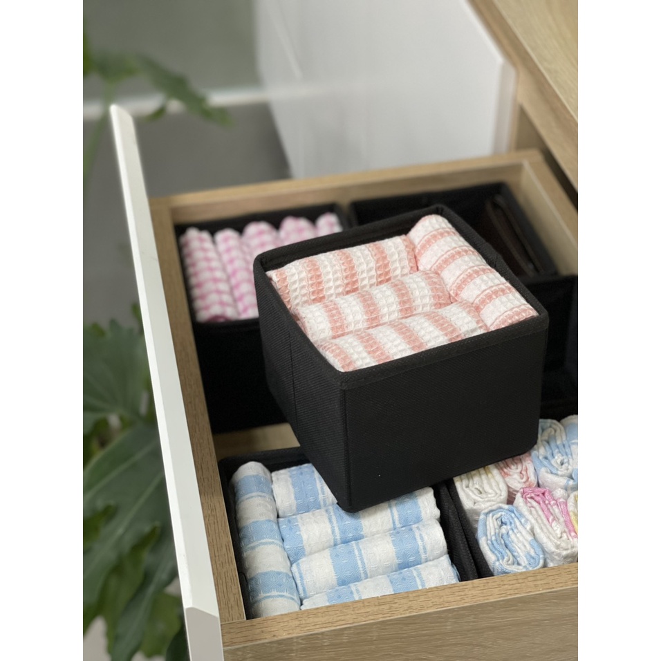 Hộp vải đựng đồ đa năng NGỌC HOME hộp vuông để khăn, vật dụng cá nhân màu đen