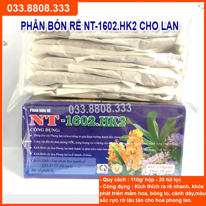 Phân bón túi lọc  NT 1602. K2 ( 20 gói túi lọc) dùng giai đoạn kích thích ra hoa - Chuyên dùng cho phong lan, cây cảnh
