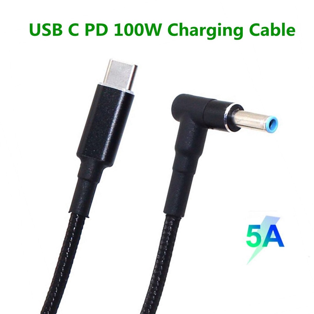 Cáp chuyển đổi 100w USB type C sang 4.5x3.0mm Dc Pd cho laptop Hp