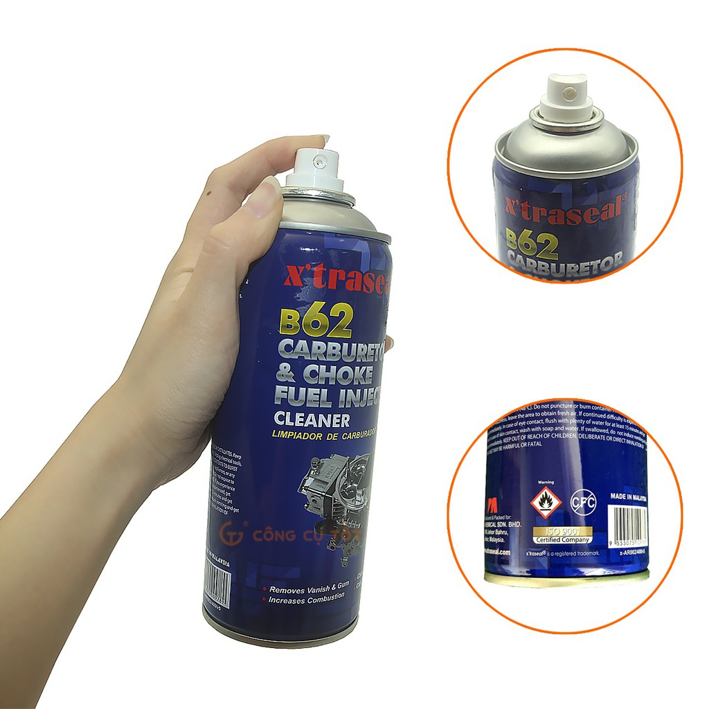 Mua 2 tặng khăn - Dầu vệ sinh chế hòa khí, bộ lọc nhiên liệu X'traseal B62 CARBURETOR & CHOKE 400ml