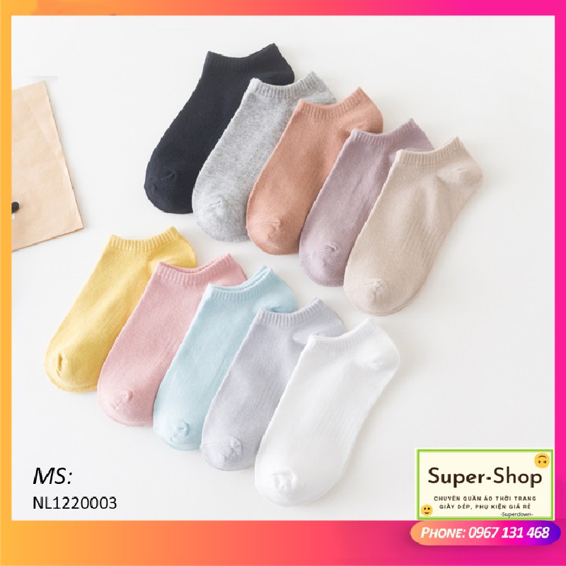 TẤT CHÂN, VỚ NỮ CỔ NGẮN CAO CẤP ĐẸP CHỐNG TRƯỢT COTTON PHONG CÁCH JAPANESE MÀU PASTEL ĐỒNG NHẤT [Super-Shop] NL1220003