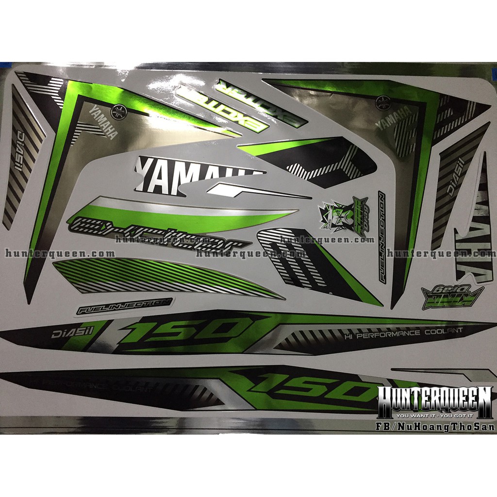 Tem Exciter đời 150. Tem rời CROM, chữ EX sọc đen xanh lá. Dán xe đen. Xe màu khác vui lòng inbox