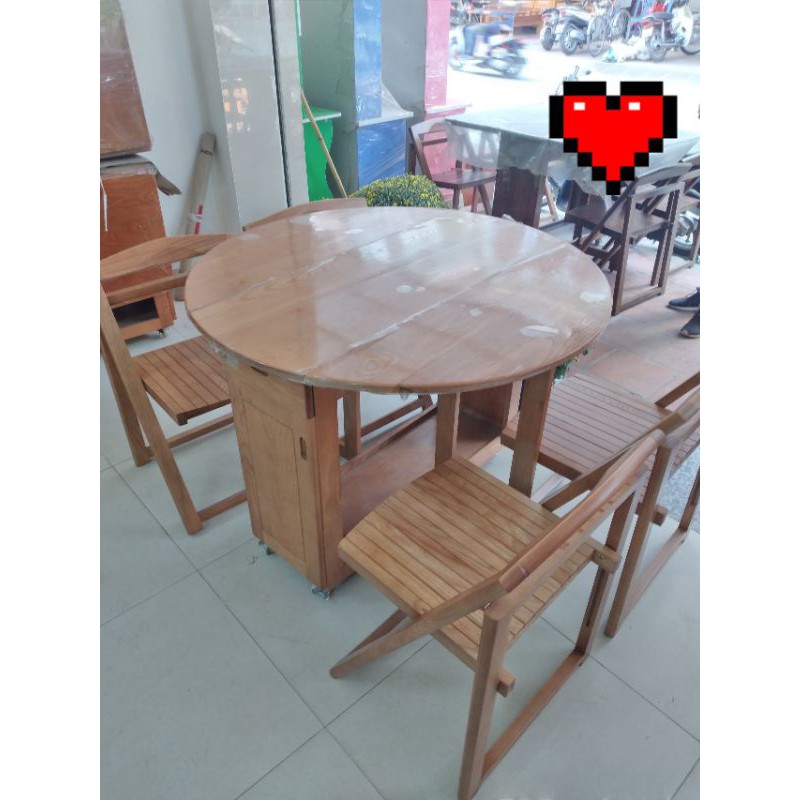 Bộ bàn ăn thông minh 4 ghế Gỗ Sồi Nga 100% ko pha gỗ tạp | BigBuy360 - bigbuy360.vn