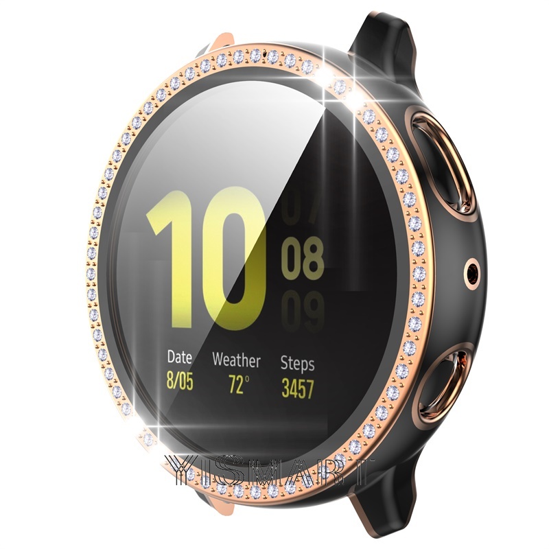 Ốp bảo vệ mặt kính cường lực + PC đính đá cho Samsung Galaxy Watch Active 2 40mm 44mm