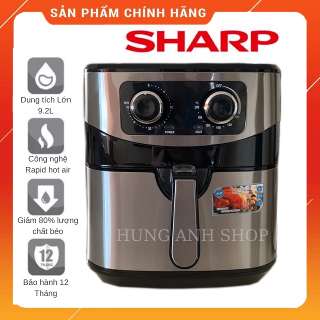 Nồi Chiên Không Dầu Sharp 9.2 Lít - Dung Tích Siêu Lớn,Thiết kế Hiện Đại, Công nghệ Chiên 360 Độ, Bảo Hành 12 Tháng