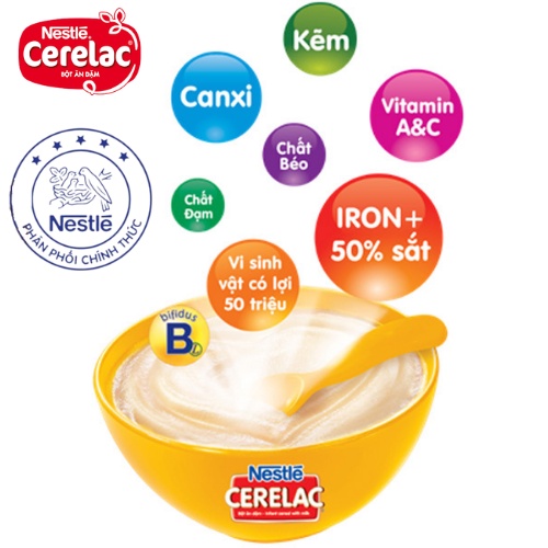 Bột Ăn Dặm Nestle Cerelac Mẫu Mới Đủ Vị Hộp 200g cho bé date 2022