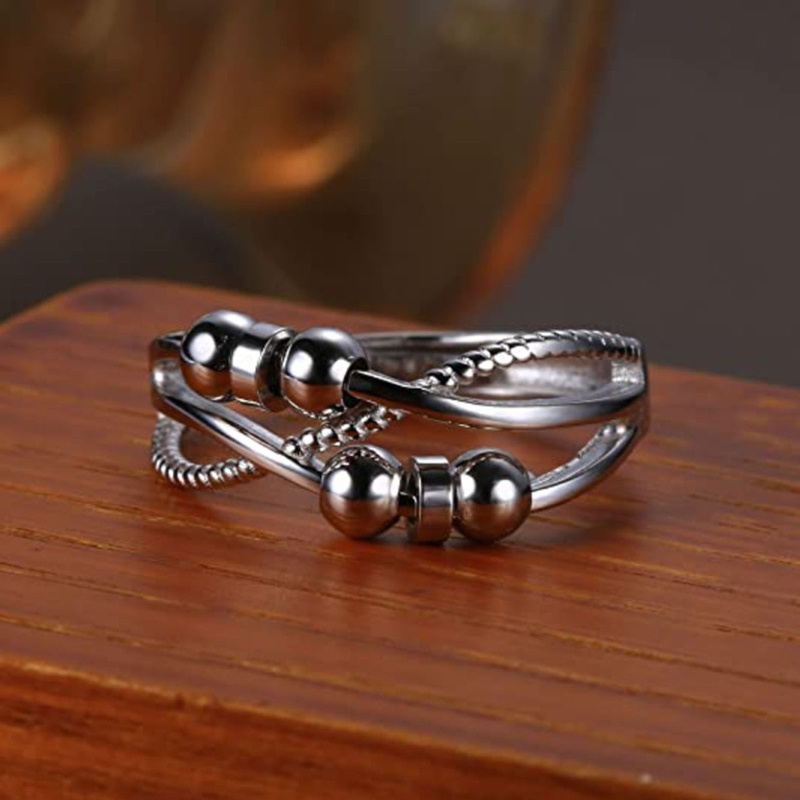 Bộ 4 Nhẫn Hợp Kim Ba Lớp Giảm Căng Thẳng Phong Cách Âu Mỹ