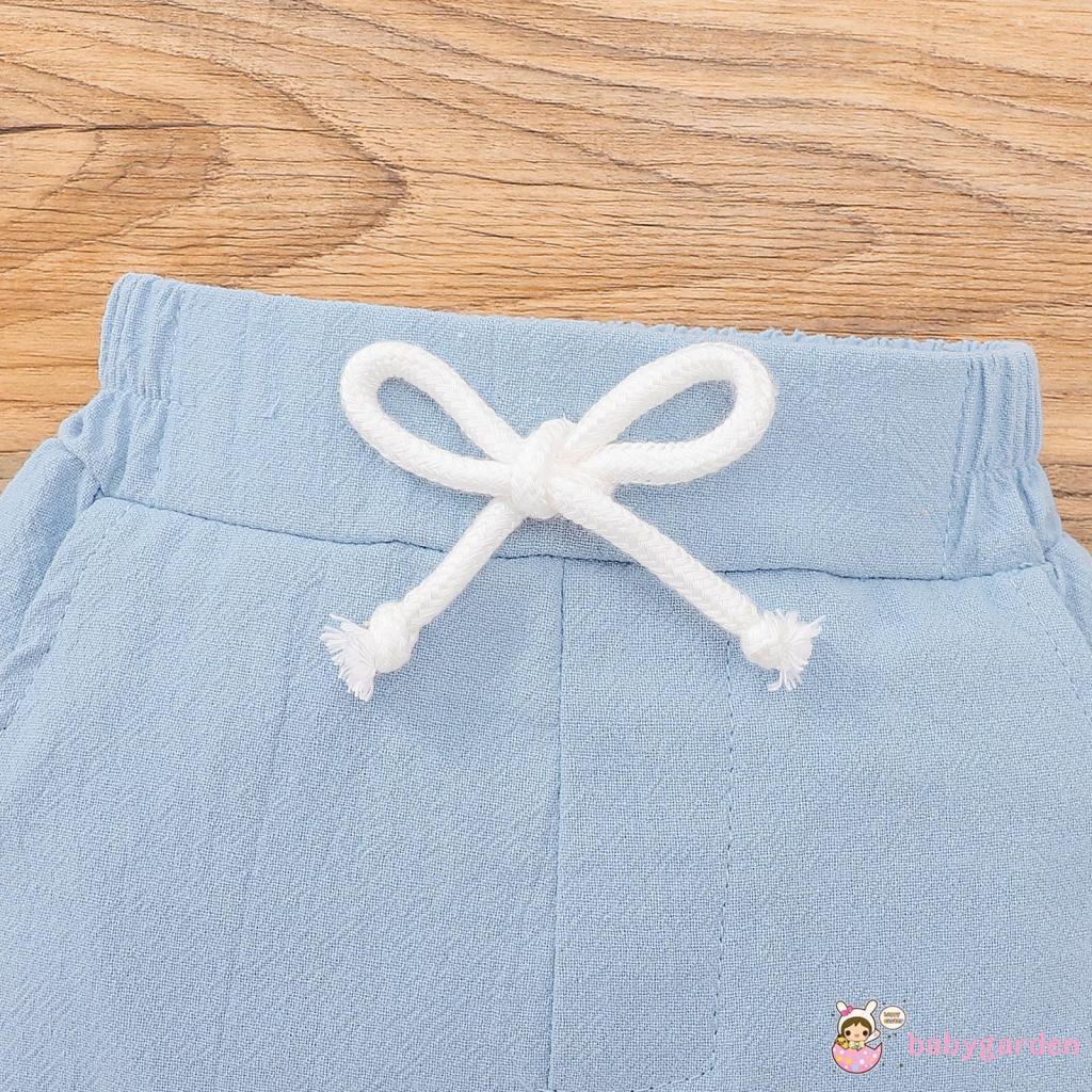 Set Đồ 2 Món Gồm Áo Sơ Mi Tay Dài Cổ Bẻ Màu Trơn Thắt Nơ + Quần Dài Lưng Thun Cho Bé Trai 0-24 Tháng Tuổi