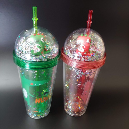 Ly giữ nhiệt Khủng long 3D🤗 kim tuyến 🤗  nhiều màu sắc 380ml dễ thương kute ( Tặng kèm ống hút 🤗 )