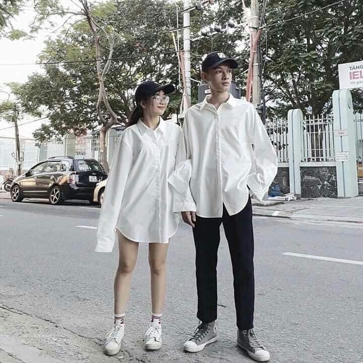 Áo sơ mi trắng một túi dài tay HARIQUEEN