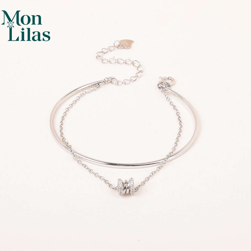 Vòng Tay Bạc Dây Đôi Đính Đá Cá Tính Evie V602109 - MonLilas Jewelry