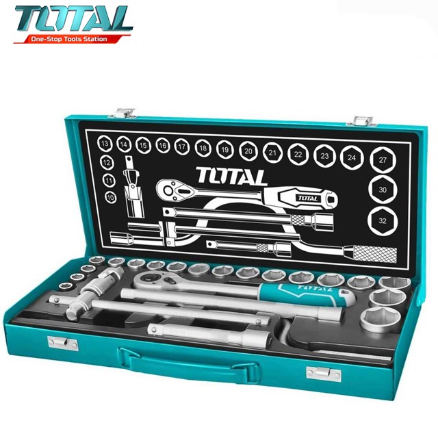 Bộ 24 cái đầu tuýp (1/2 inch) &amp; cần siết 2 chiều Total THT141253