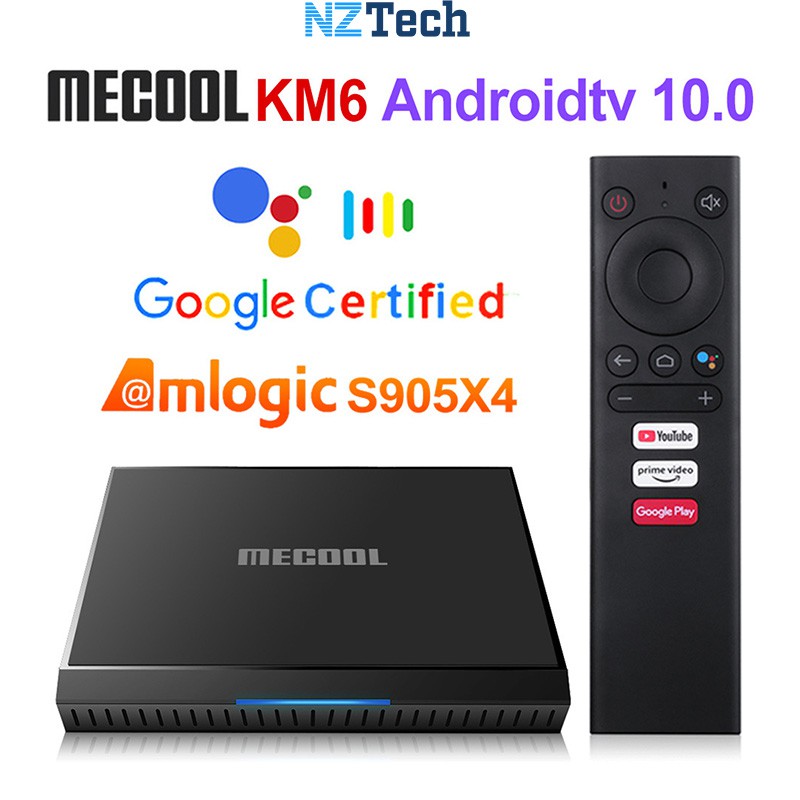 Android TV Box MECOOL KM6 phiên bản 2021 chạy Android 10 Chíp Amlogic S905X4 RAM 2G bộ nhớ 16G