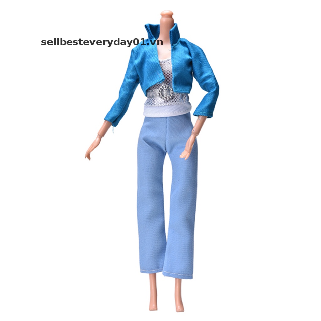 Set trang phục 3 món áo hai dây áo khoác và quần thời trang dành cho búp bê barbie