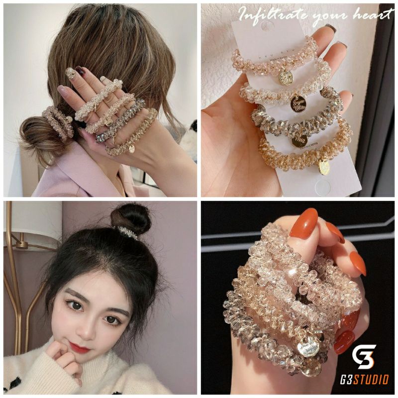 Dây cột tóc đính đá lấp lánh