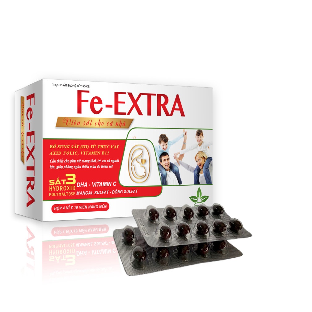 Viên bổ sung sắt FE EXTRA hỗ trợ giảm nguy cơ thiếu máu do thiếu sắt hộp 4 vỉ 10 viên
