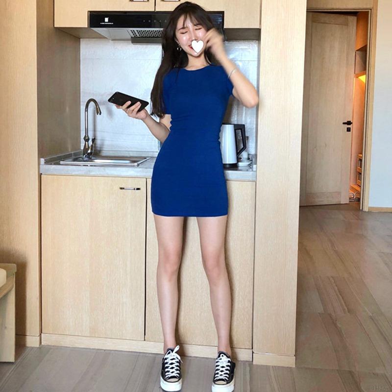 Đầm Body Tay Ngắn Thiết Kế Đơn Giản Phong Cách Hàn Quốc Cho Nữ