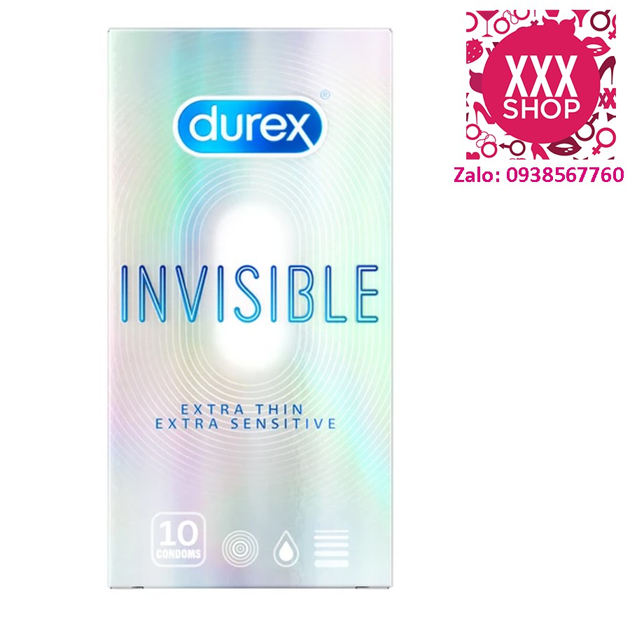 [Chính Hãng] Bao cao su Durex Invisible Extra Thin Sensitive siêu mỏng - Hộp 10 cái