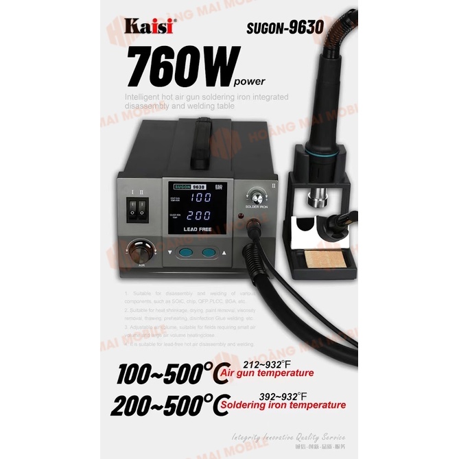 Máy khò, hàn Sugon 9630 (2 in 1, khò liền hàn dùng mũi 936)
