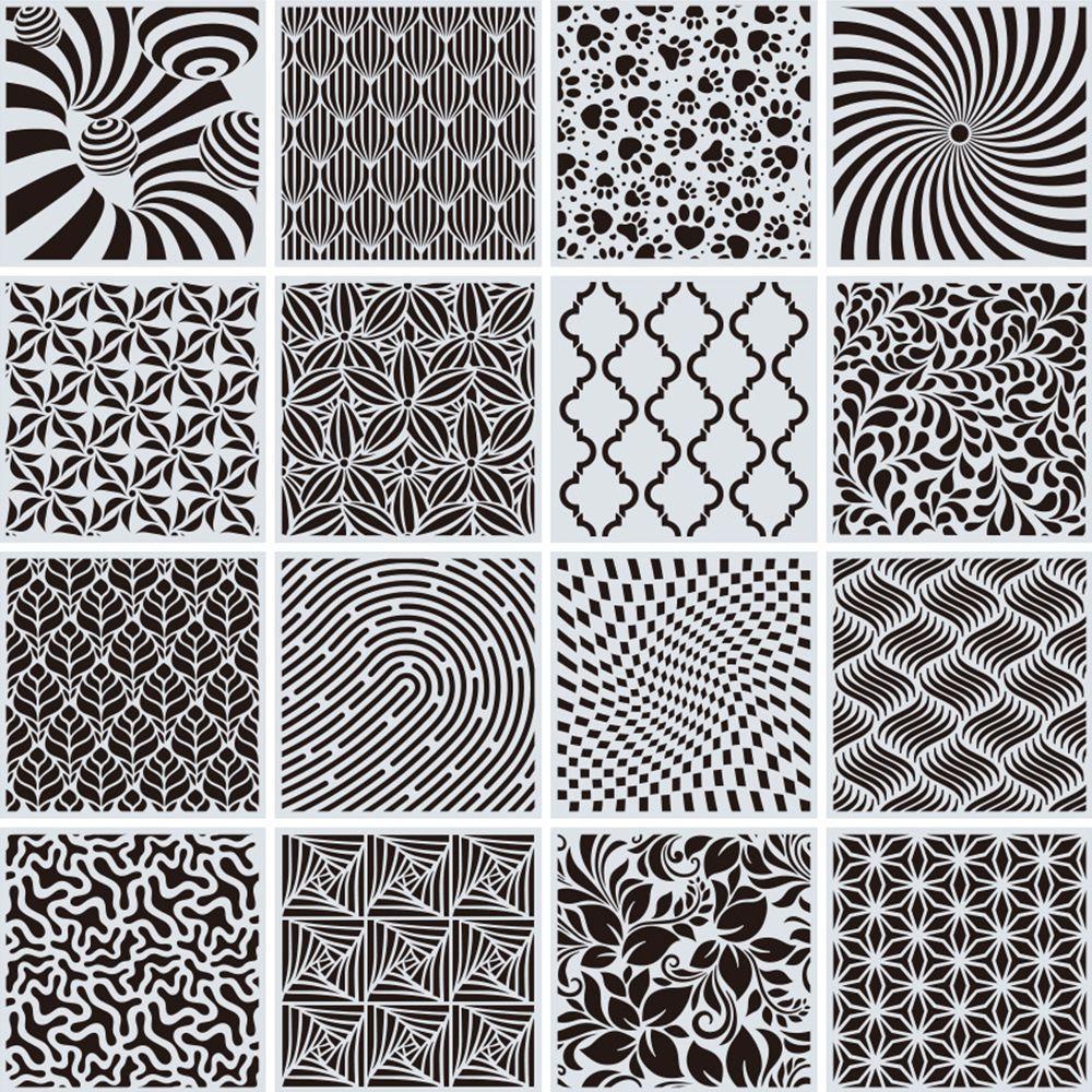 CONOPERY Bộ 16 Khuôn Họa Tiết Hình Học Mandala Độc Đáo Dùng Trang Trí DIY