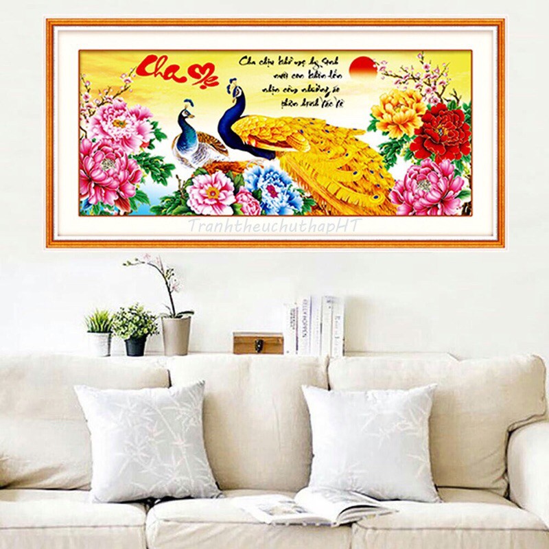 Tranh thêu chữ thập Cha Mẹ LV3134  chưa thêu