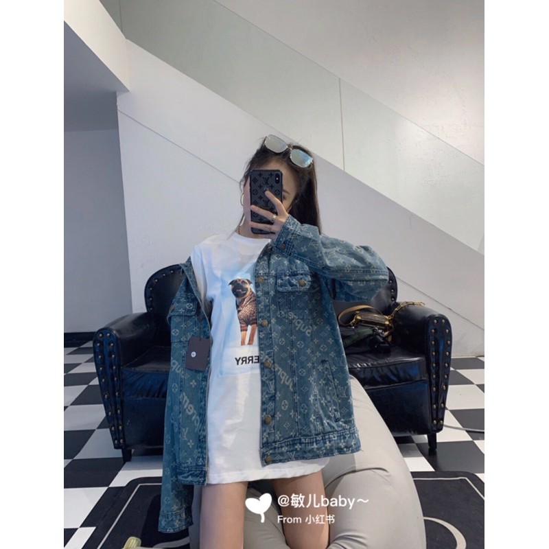 Áo khoác bò Louis Vuitton LV hàng cao cấp logo in cực xịn màu sắc mới nhất năm nay