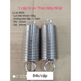 Lò Xo INOX Nhật bãi Lực Kéo khoản 10kg/c dây 1,7mm .Phi 23mm dài 44mm, hàng như mới.