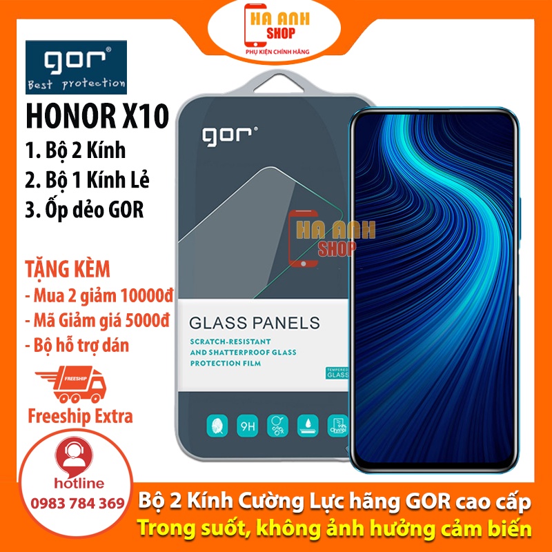 Bộ 2 Kính Cường Lực Honor X10 Full màn hãng Gor cao cấp(Tặng 1 mã Freeship Extra)