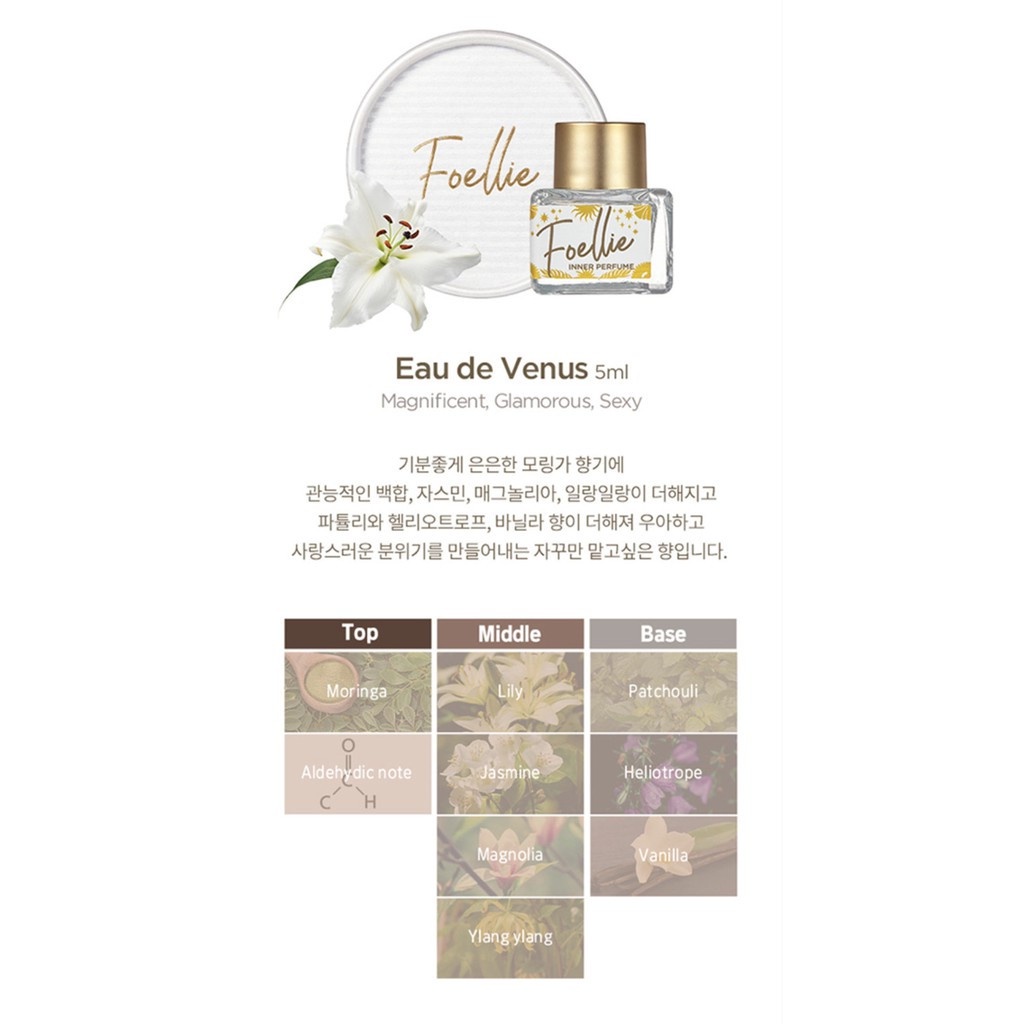 Nước hoa vùng kín giúp vùng kín luôn thơm tho Foellie Eau De Innerb Perfume 5ml (Hộp Trắng) - Venus