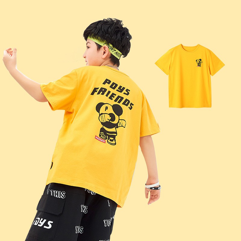 [35Kg - 75Kg] Áo Thun Áo Phông Nam Ngắn Tay Không Cổ Vải Cotton Hàng Quảng Châu Co Giãn 4 Chiều Màu Vàng | BigBuy360 - bigbuy360.vn