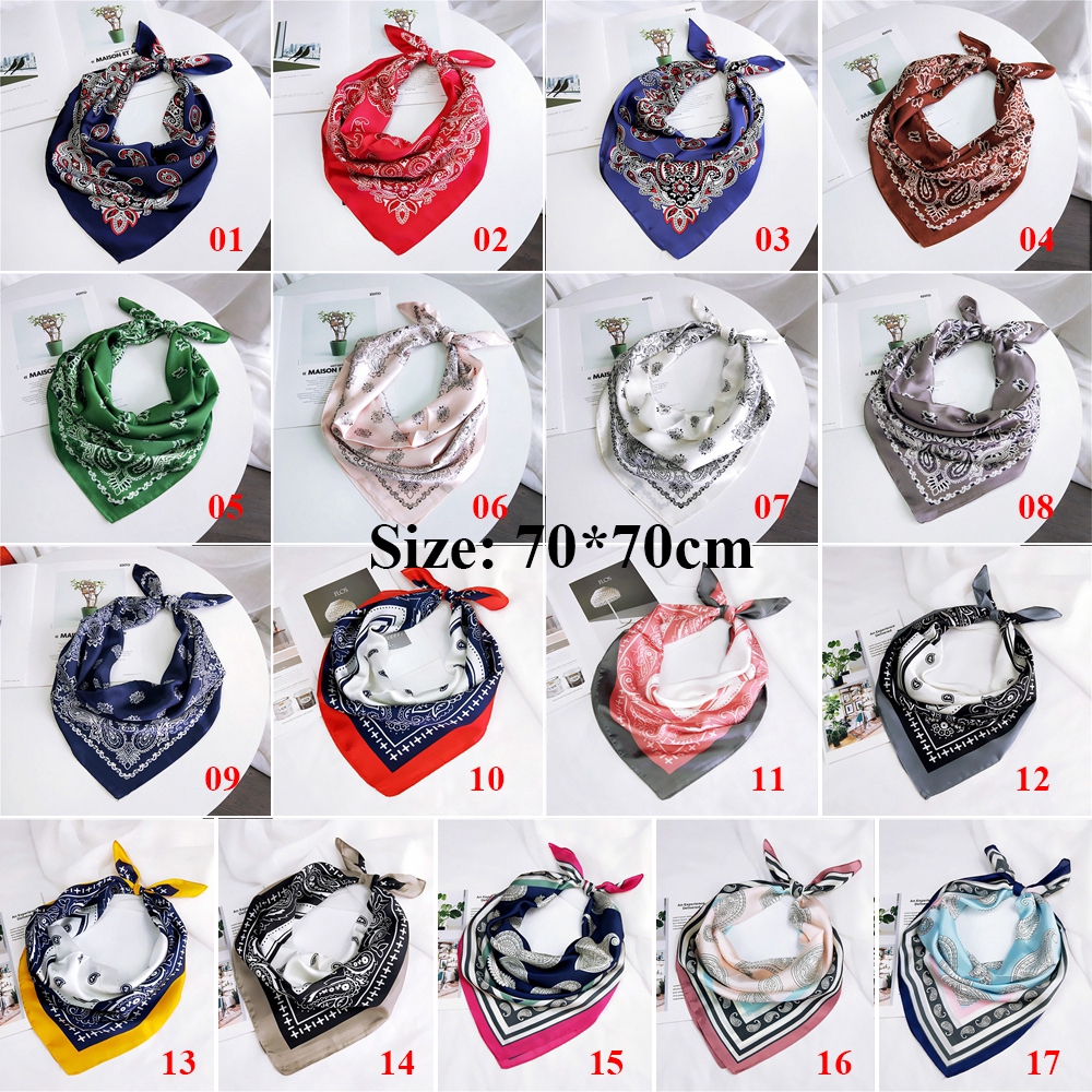 Khăn choàng cổ vuông lụa satin in họa tiết phong cách vintage thời trang dành cho nữ