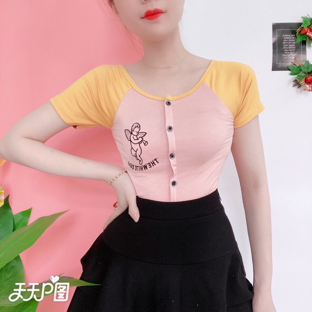 [HÌNH THẬT] ÁO THUN CROPTOP ÔM BODY THE WHITE EGG 34