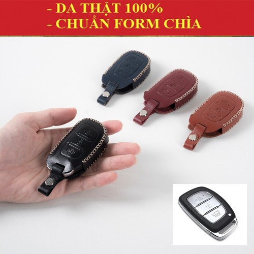 Ốp Chìa Khoá i10 💎Da Thật💎 Đồ Chơi Xe i10 Hyundai Accent Tucson Bọc Chìa Khoá Santafe [Giá Xưởng]