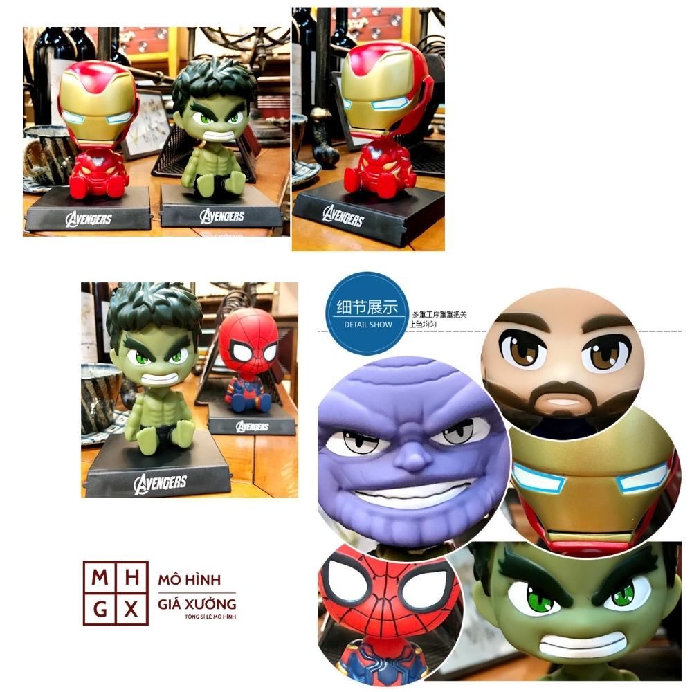 Mô Hình Siêu Nhân Avengers DC Marver  lắc đầu chibi Groot , Captain America , Iron Man , Người Nhện , Hulk , Thanos
