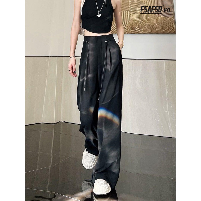 Quần Chiffon Ống Dài Rộng Lưng Cao Thời Trang Nữ 2022