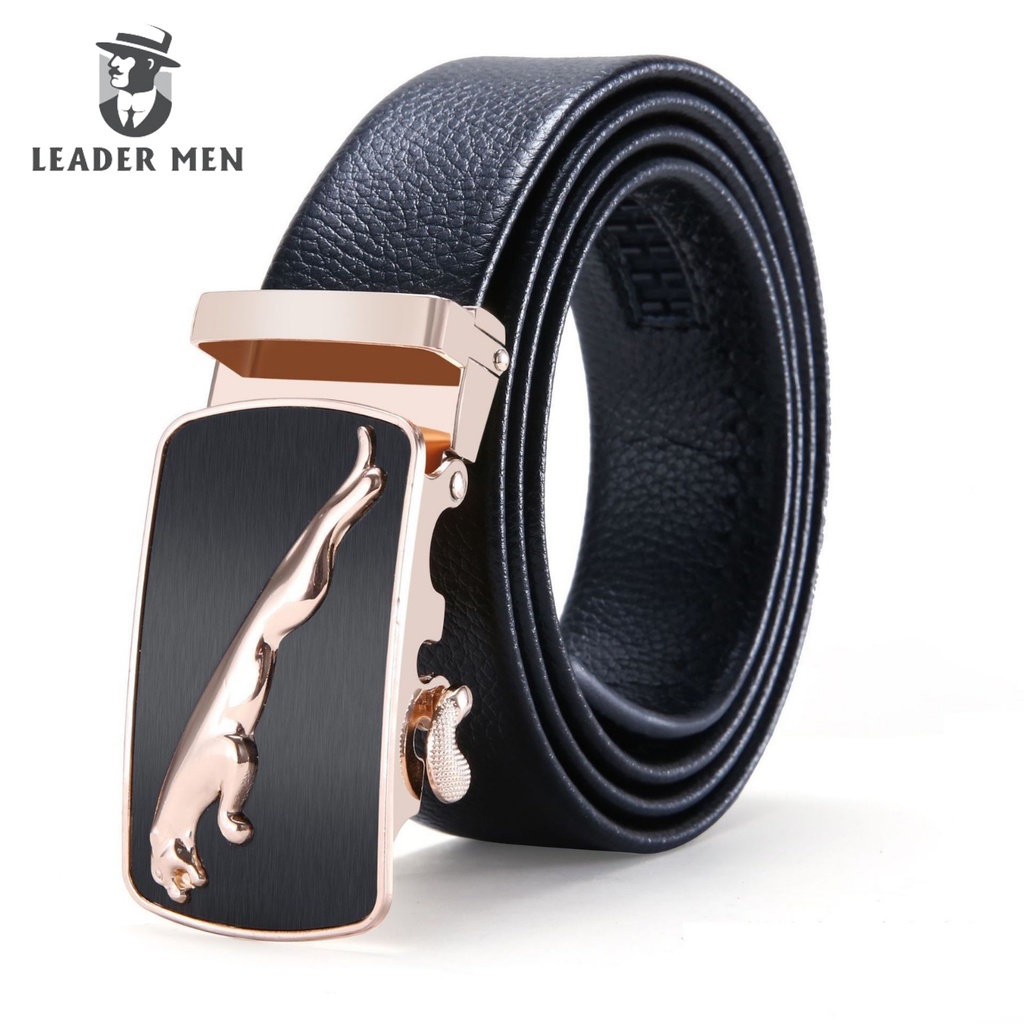 Thắt Lưng Nam LEADER MEN Chất Liệu Da Cao Cấp Khóa Tự Động - Dây Lưng Nam Thời Trang Khóa Mặt Hình Con Báo TLK4-01