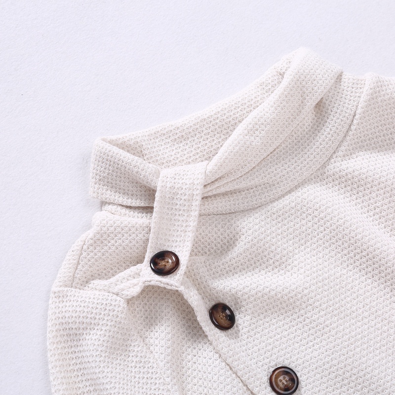 Xiangbao Áo Sweater Dệt Kim Chui Đầu Tay Dài Cổ Lọ Cài Nút Lệch Tà Thời Trang Thu Đông Cho Nữ