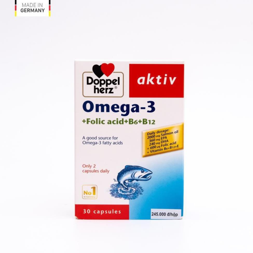 Viên uống tăng cường thị lực, tim mạch và não bộ Doppelherz aktiv Omega-3 + Folic Acid | BigBuy360 - bigbuy360.vn