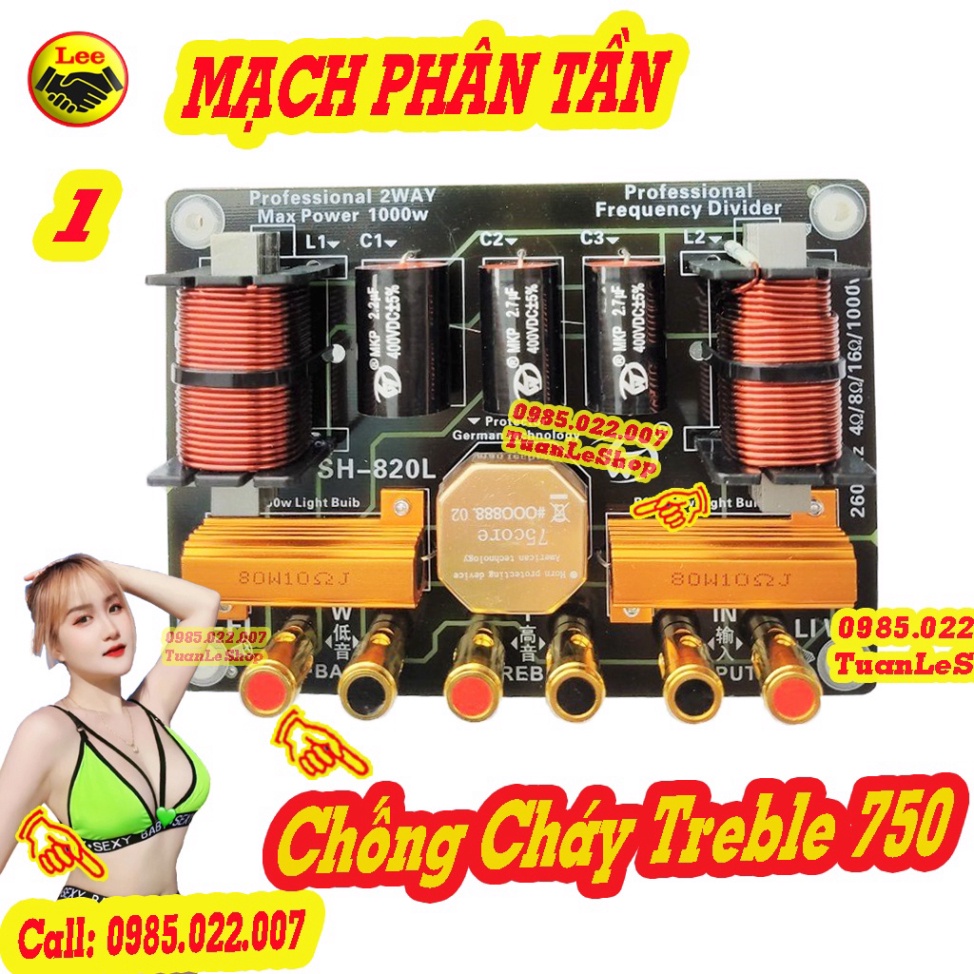 MACH 820 - MẠCH PHÂN TẦN CHỐNG CHÁY TREBLE 850 - 1 BASS + 1 TREP  SH-820L GIÁ 01 MẠCH - PHÂN TẦN CÓ BẢO VỆ TREBLE