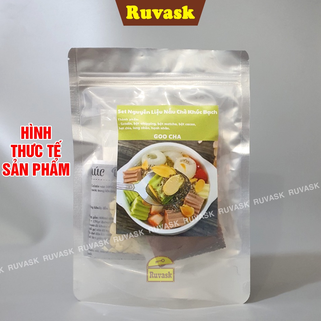 Chè Khúc Bạch Tự Nấu 10-12 Chén - Set Chè Khúc Bạch Nguyên Liệu Làm Tại Nhà Có Hướng Dẫn Nấu - Đồ Ăn Vặt Ruvask