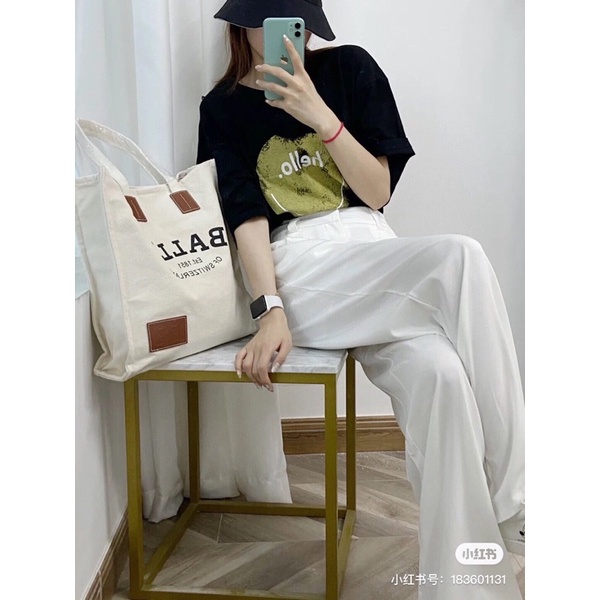 Túi vải tote cho nữ thời trang thương hiệu Bally cao cấp