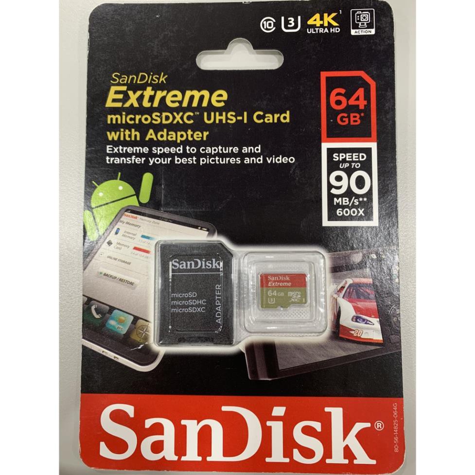 Thẻ nhớ chính hãng  Sandisk Extreme 64GB chuyên dụng cho Camera IP Wifi, Tốc độ 100 MB/s | BH 5 Năm | BigBuy360 - bigbuy360.vn