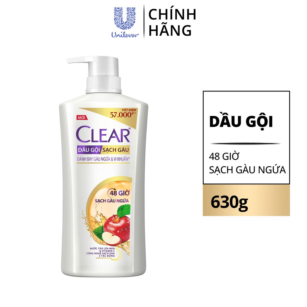 Dầu gộii đầu clear sạch gàu ngứa và vi khuẩn suốt 24 Giờ 630g