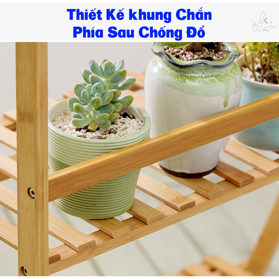 Giá Để Chậu Hoa Cây Cảnh Gỗ Tre Tự Nhiên VANGO V15 - Đa Năng 3 Tầng, Nội Thất Phòng Khách, Ban Công Sang Trọng