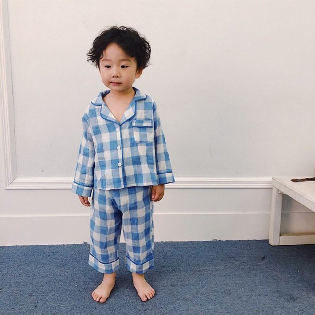 Bộ Pijama kẻ Dài tay cho bé trai, bé gái. Quần áo đồ ngủ dành cho bé tư 6-20kg_KANGMIN KIDS