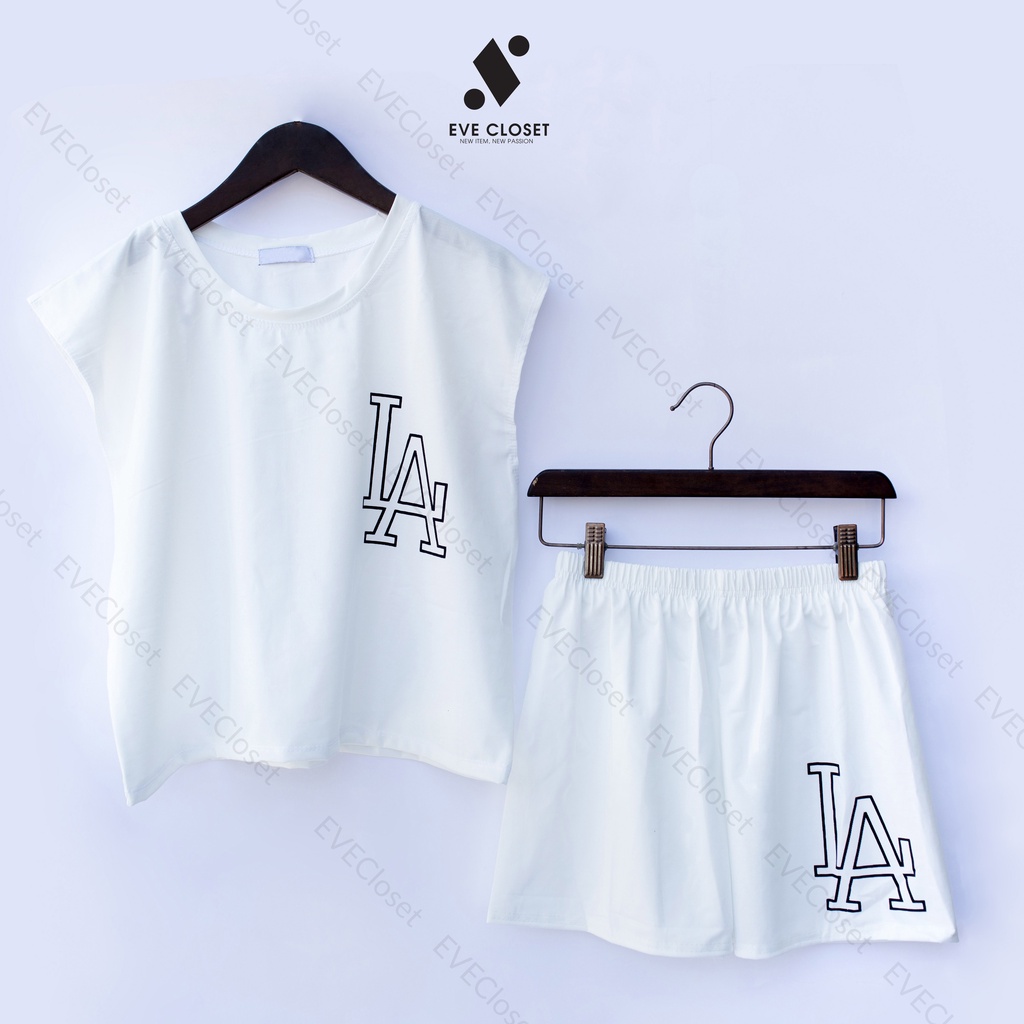 Set bộ đồ nữ mặc đi chơi, Áo phông cotton mát mịn mèm quần thun phong cách Hàn Quốc – EveCloset